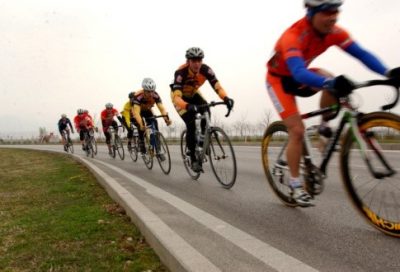 A group of cyclists on the road