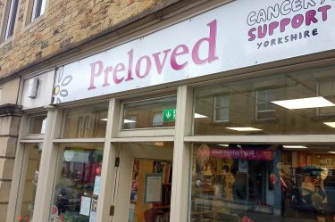 A view of the outside of the Cancer Support Yorkshire Preloved Shop