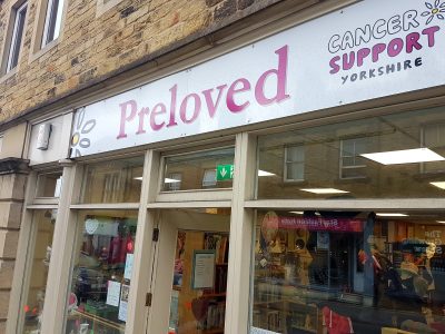 A view of the outside of the Cancer Support Yorkshire Preloved Shop